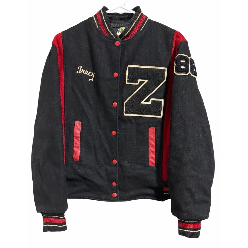 Vintage 80's Trophy Varsity Jacket Black/Red Women's Size Medium